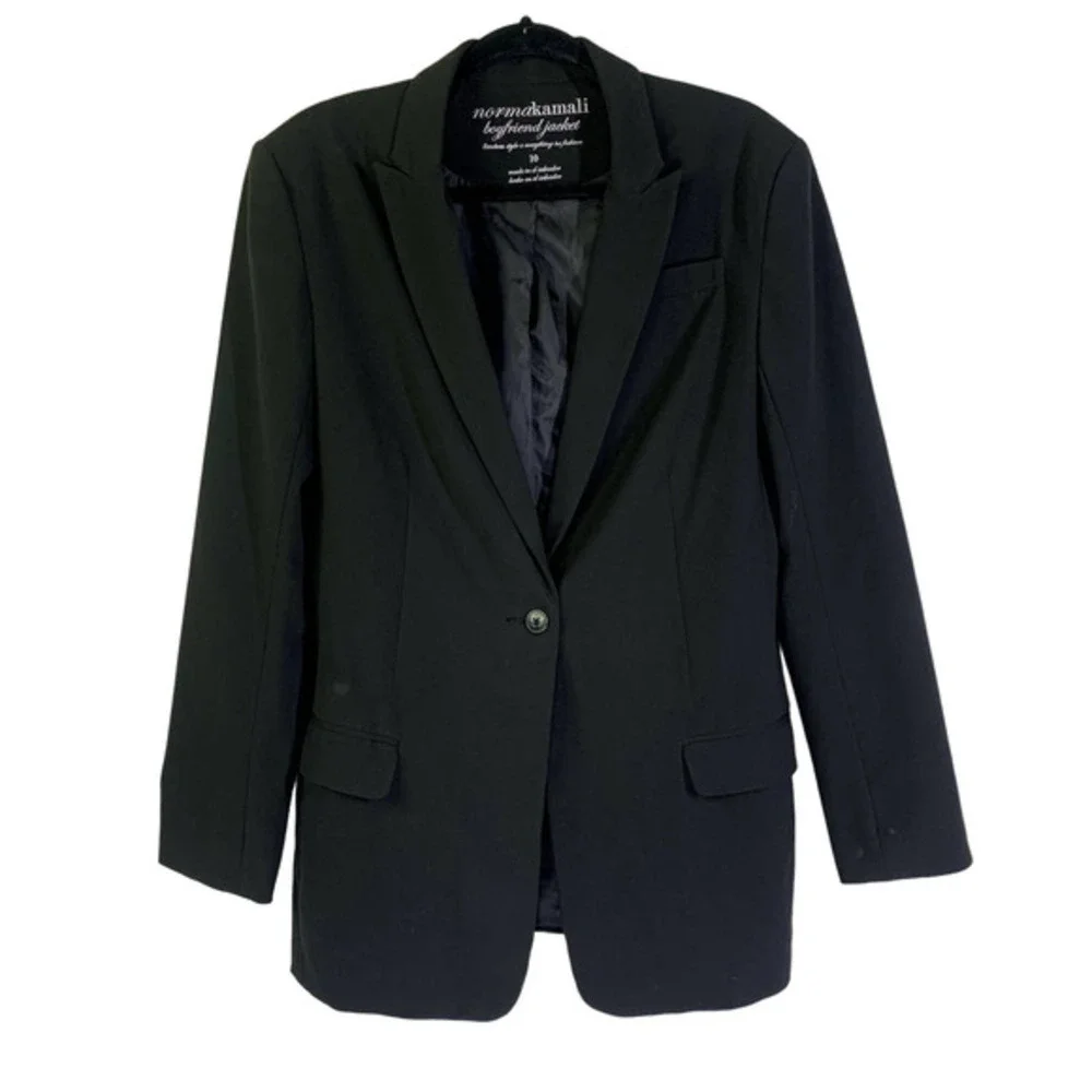 NORMA KAMALI Black Boyfriend Cut Blazer Jacket‎